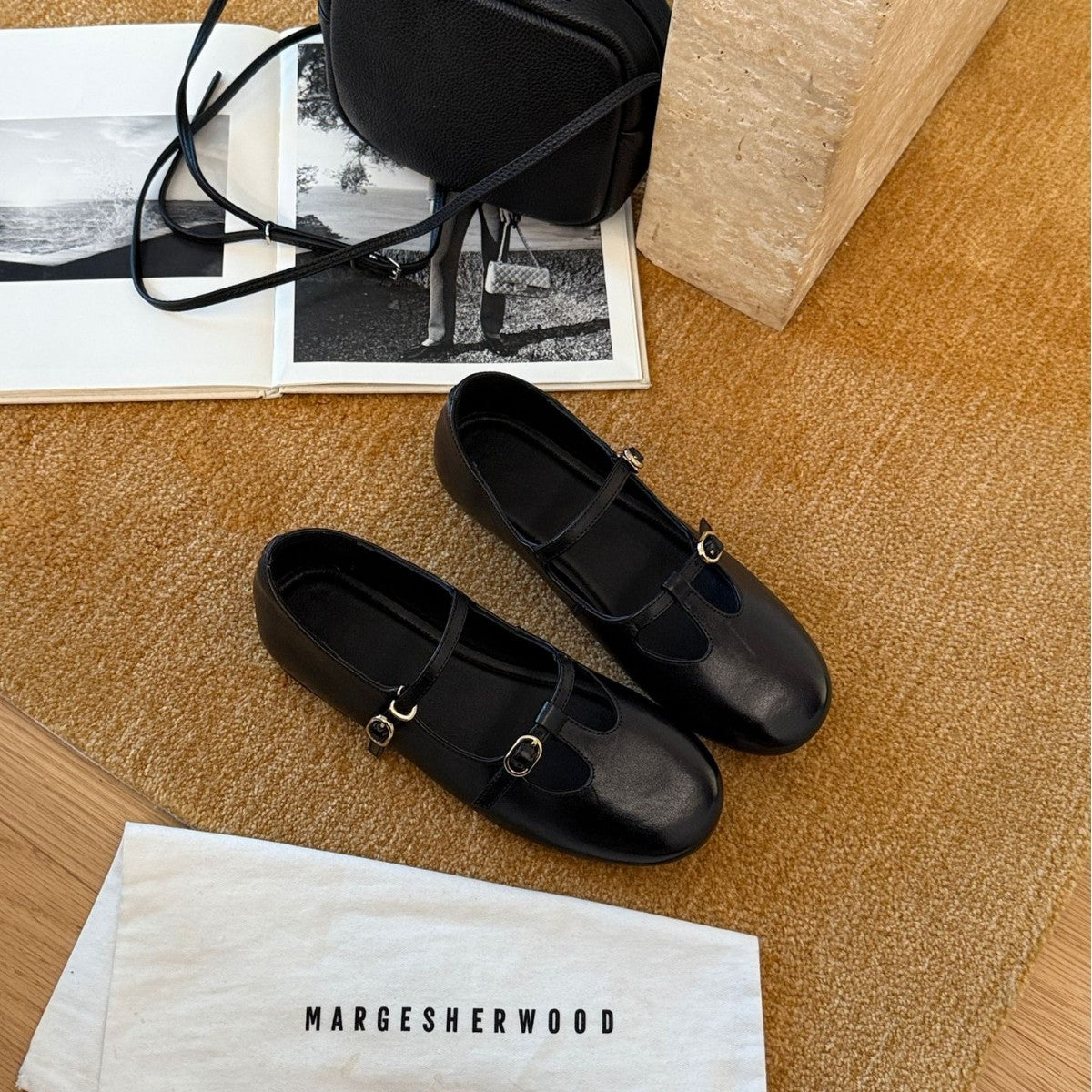 Damen Elegante und bequeme Mary Jane Ballerinas mit modischem Riemen und hochwertiger Leder-Oberfläche R&B