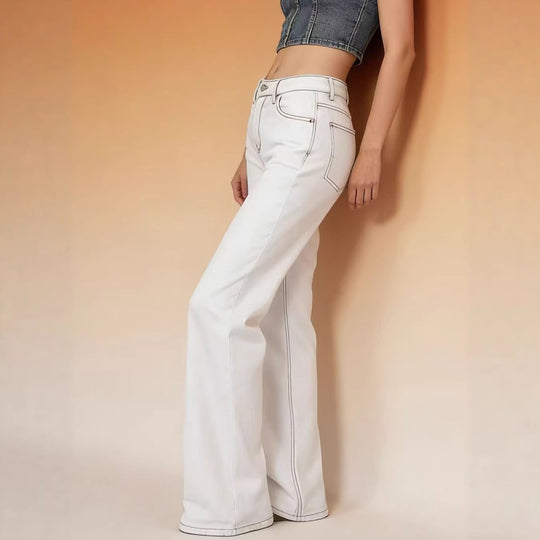 Damen Flared Jeans mit hohem Bund und eleganten Nahtdetails R&B