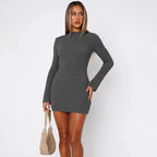 Damen Figurumspielendes Strick-Minikleid mit langen Ärmeln R&B