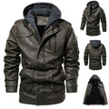 Herren Kunstlederjacke mit versteckter Kapuze R&B