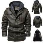 Herren Kunstlederjacke mit versteckter Kapuze R&B