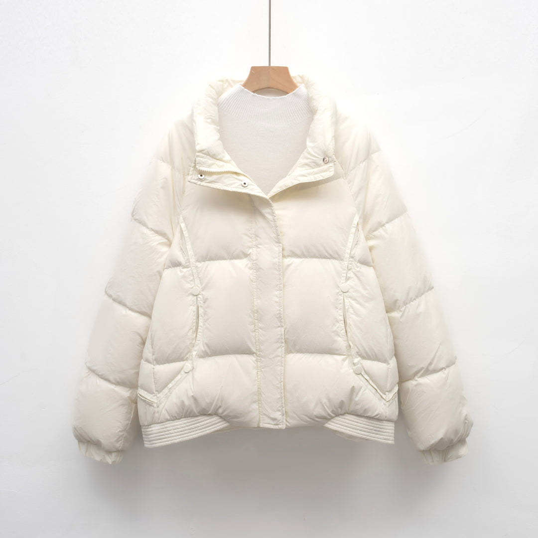 Damen Voluminöse Steppjacke mit modernem Kragen und praktischen Taschen R&B