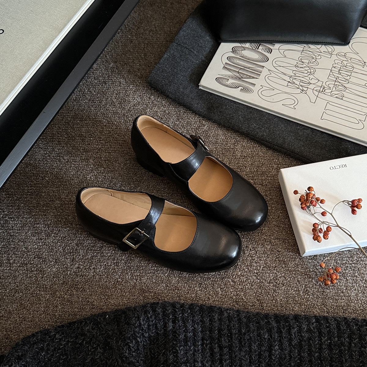 Damen Elegante und komfortable Mary-Jane Schuhe mit modischer Schnalle R&B