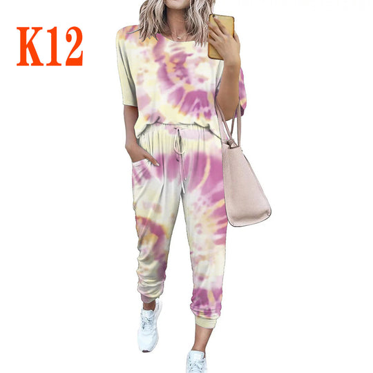 Damen Leichter Freizeit-Jumpsuit mit einem auffälligen Batik-Muster und praktischen Taschen R&B