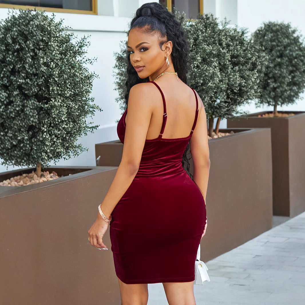 Damen Wickelkleid aus weichem Velours R&B