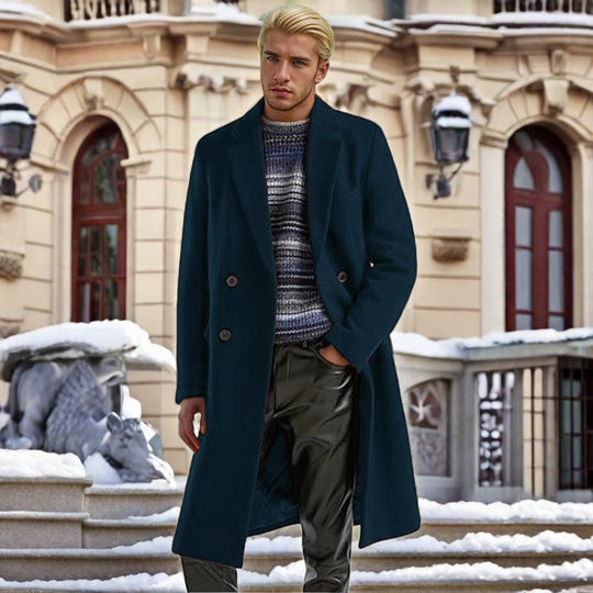 Herren eleganter doppelreihiger Wollmantel R&B