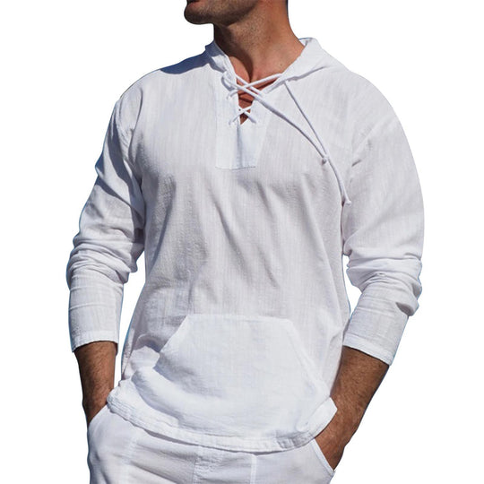 Damen lässiger Langarm-Hoodie mit Kängurutasche und Kapuze R&B
