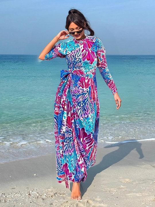 Damen Maxikleid mit floralem Druck und Schleifendetail R&B