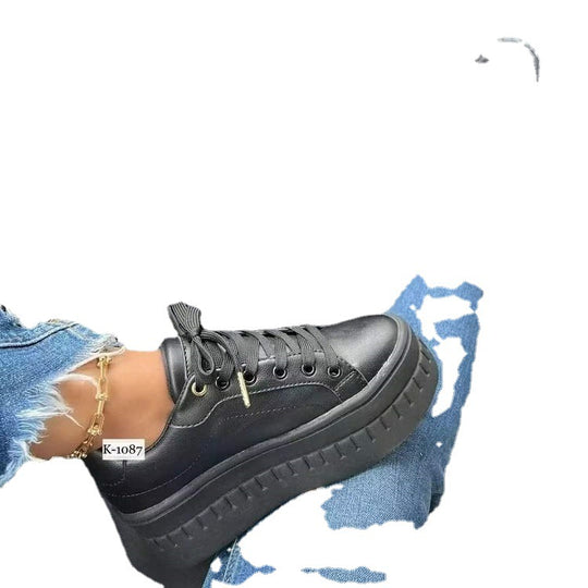 Damen modische Plateau-Sneakers mit verstellbaren Schnürsenkeln und robustem Profil R&B