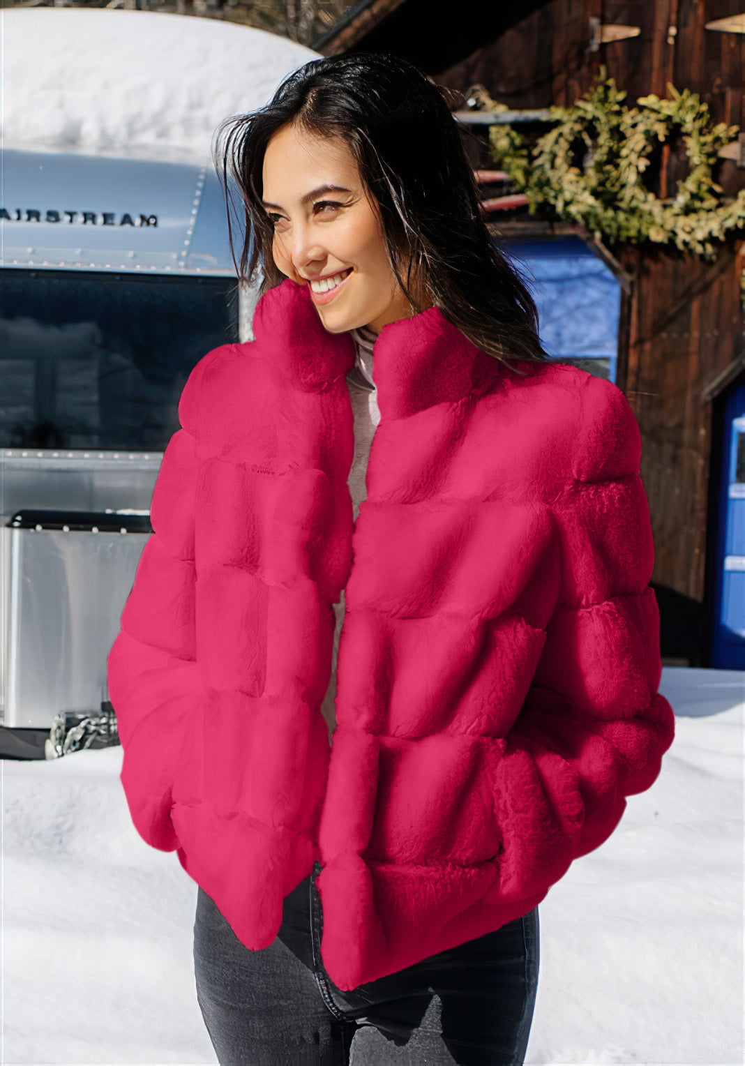 Damen Modische Daunenjacke mit hohem Kragen R&B