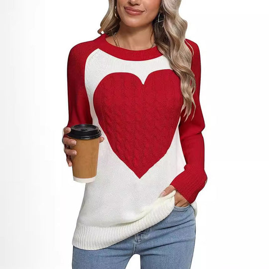 Damen legerer Pullover mit Herzdesign R&B