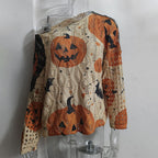 Damen Häkeloberteil mit Halloween-Motiv und weitem Schnitt R&B