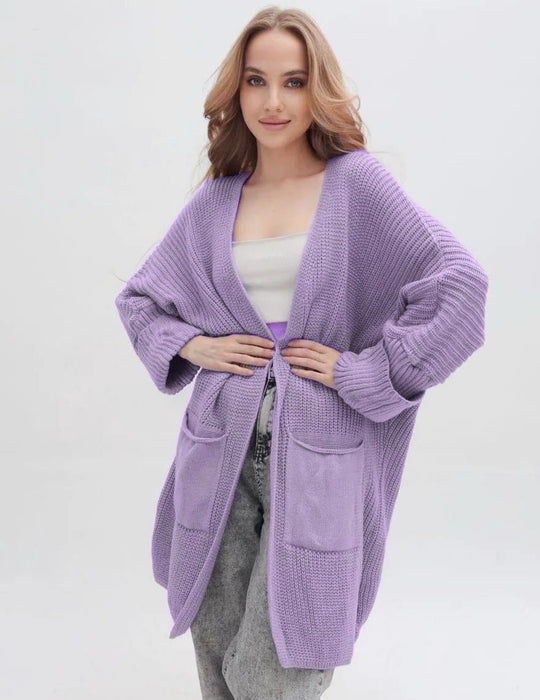 Damen Grobstrickcardigan mit großzügigen Taschen und lässigem Schnitt R&B