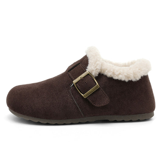 Damen warme Clogs mit kuscheligem Innenfutter und modischem Schnallenverschluss R&B