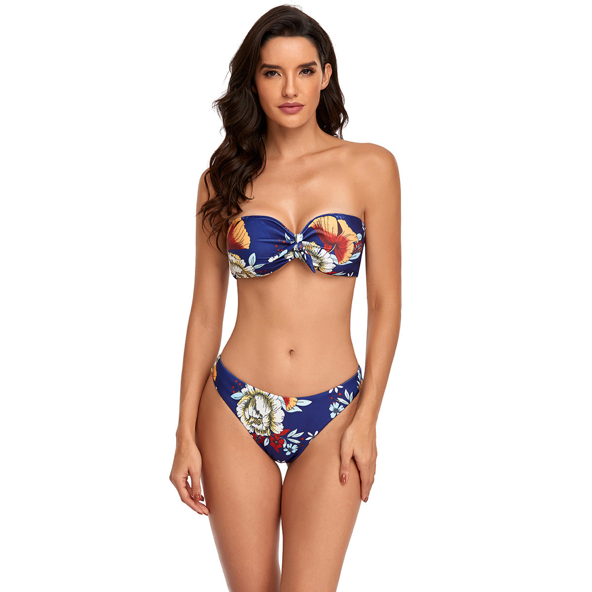 Damen Bandeau-Bikini mit verstellbarem Knotted Detail R&B