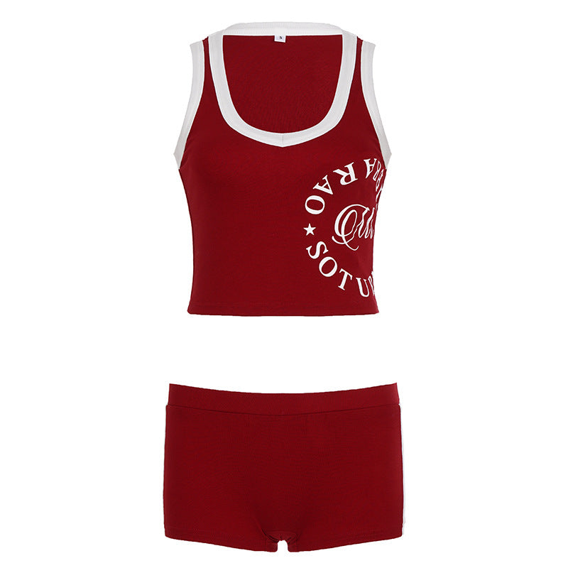 Damen Sportliches Set mit Crop-Top und kurzen Shorts R&B