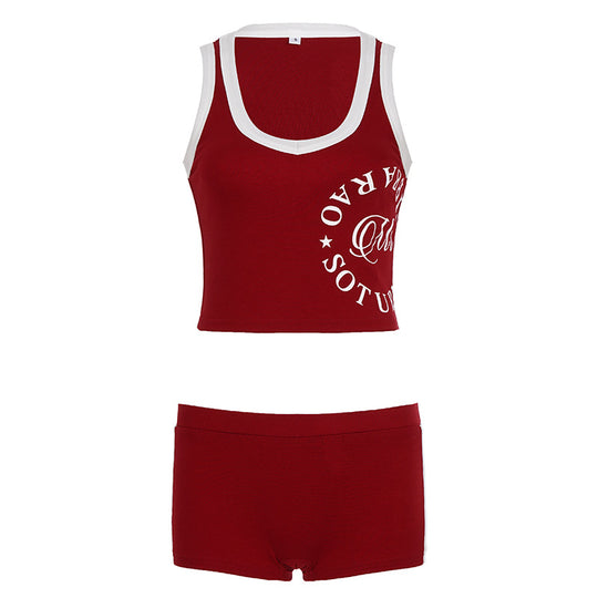 Damen Sportliches Set mit Crop-Top und kurzen Shorts R&B