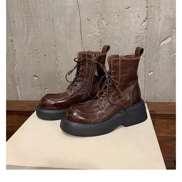 Damen Schnürstiefel mit robustem Blockabsatz und wärmendem Innenfutter