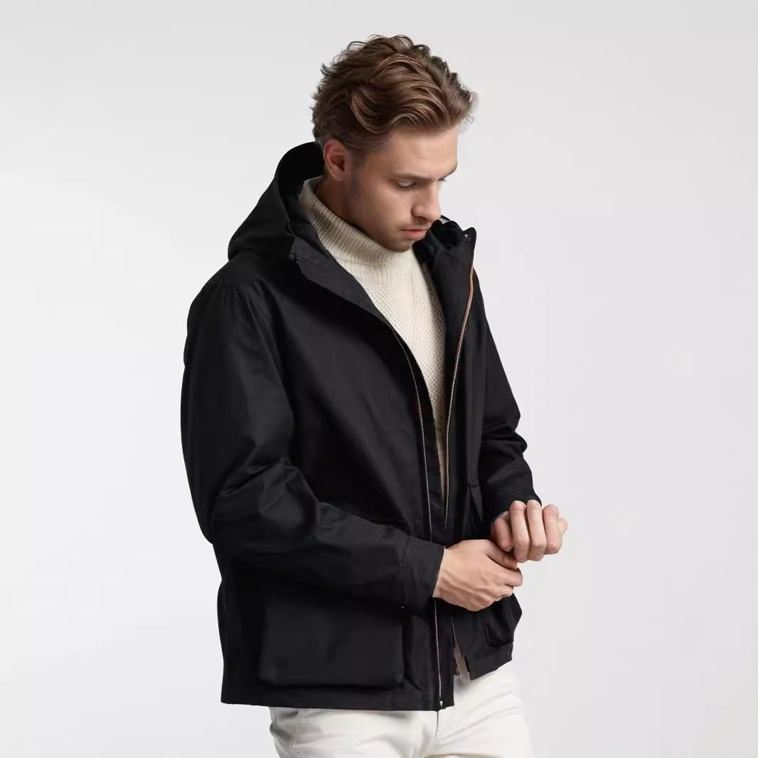 Herren Outdoormantel mit abnehmbarer Kapuze R&B