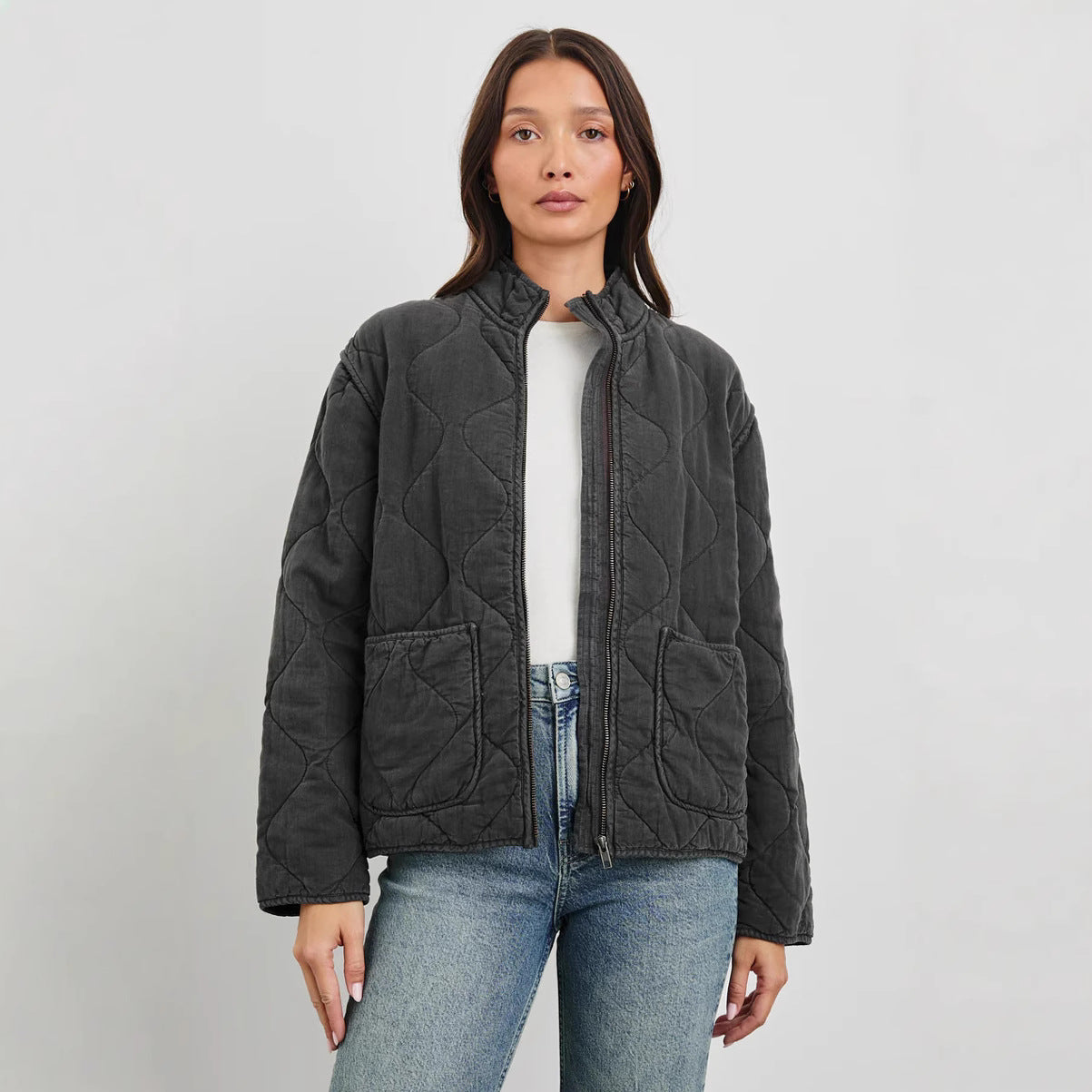 Damen gestepfte Freizeitjacke mit praktischen Taschen R&B