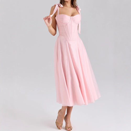 Damen Elegantes Midikleid mit schulterfreien Trägern R&B