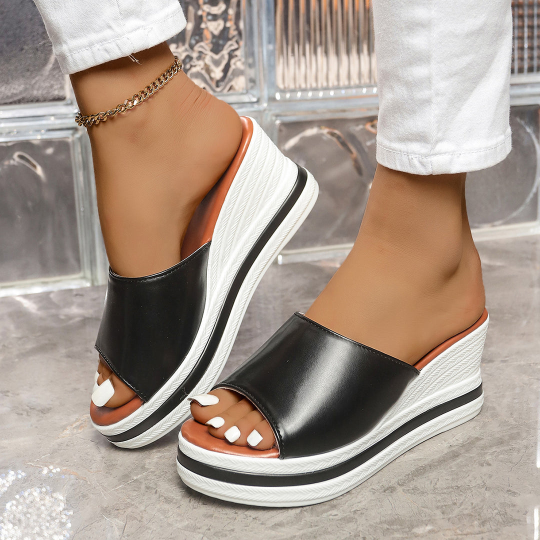 Damen Wedge-Pantoletten mit durchgehendem Plattform-Korkdesign R&B