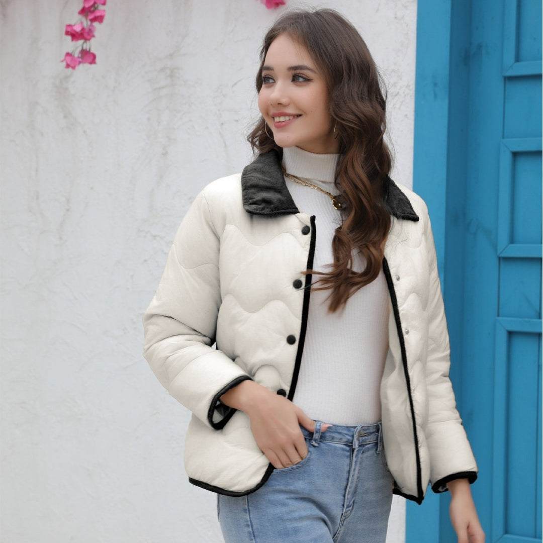 Damen Steppjacke mit elegantem Kragen und strukturierter Oberfläche R&B
