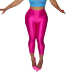 Damen Figurbetonte Capri-Leggings mit Hochbund und luxuriösem Glanz R&B