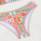 Damen Triangel-Bikini mit buntem Patchwork-Muster