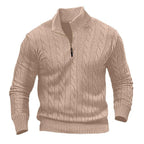 Herren Strickpullover mit hohem Kragen und strukturiertem Zopfdesign R&B