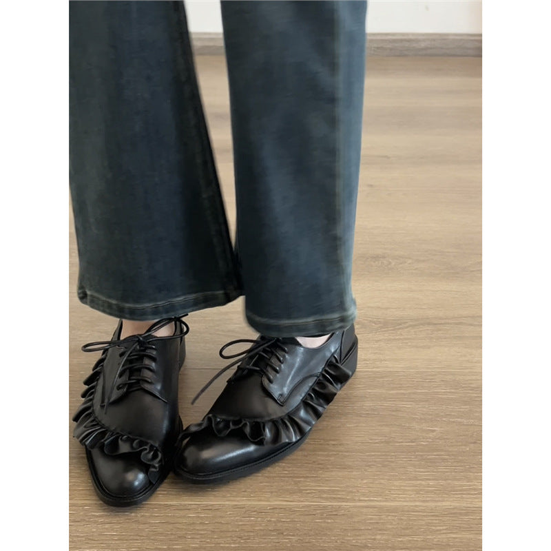 Damen elegante Schnürschuhe mit Rüschendetails R&B
