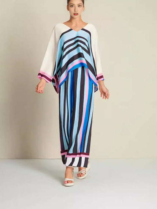 Damen Freizeit Set mit elegantem Schnitt und modernen Streifen R&B