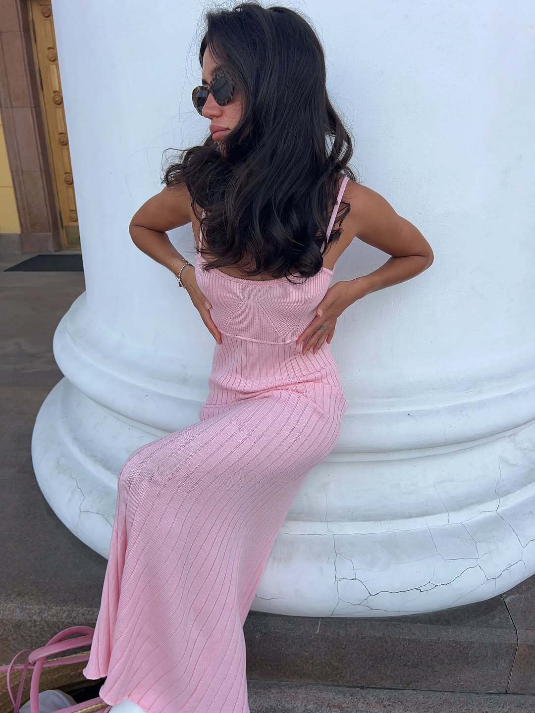 Damen Maxikleid mit feiner Rippenstruktur und elegantem Trägerdesign R&B