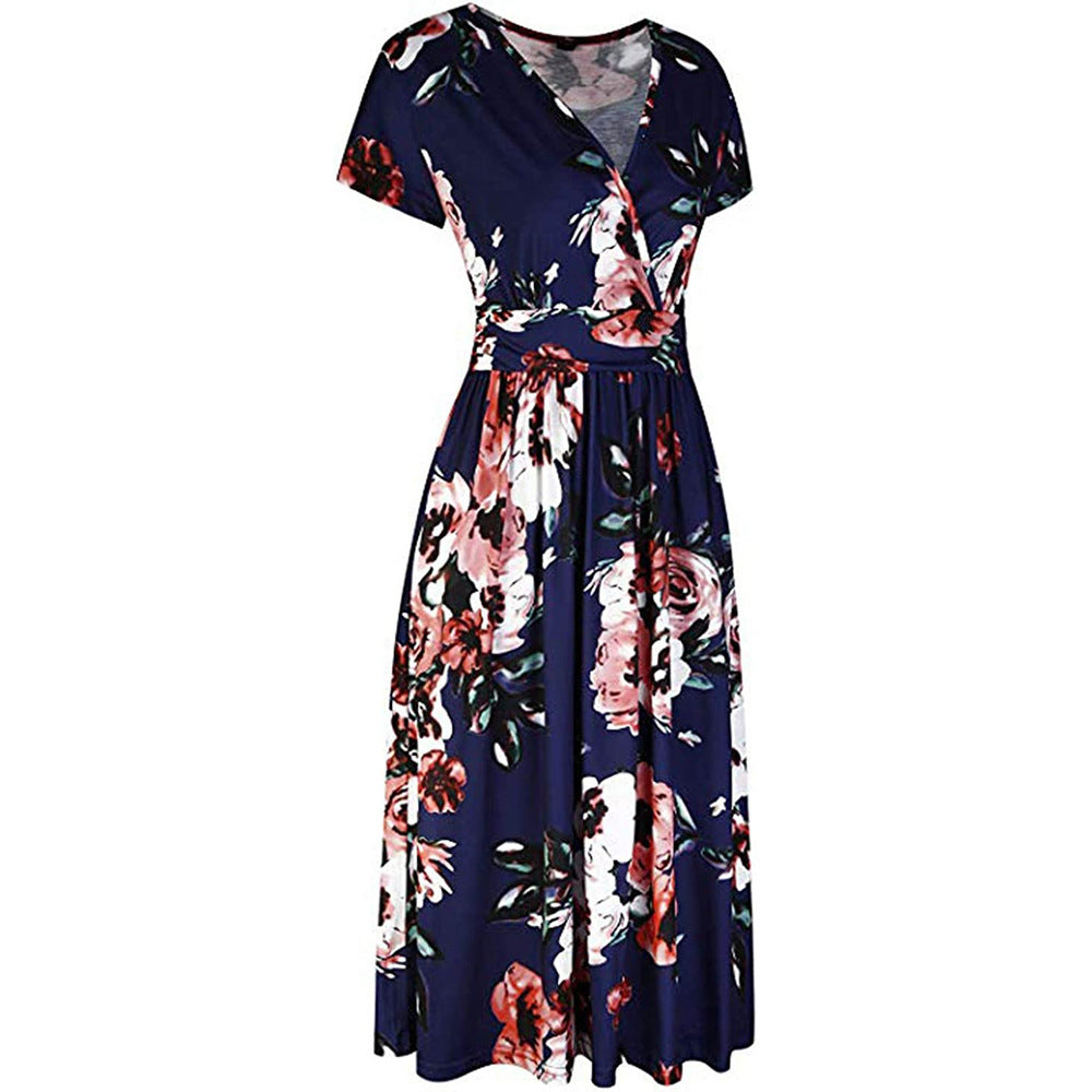 Damen Wickelkleid mit floralen Prints und schlanker Taille R&B