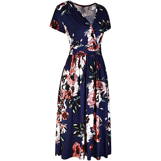Damen Wickelkleid mit floralen Prints und schlanker Taille R&B