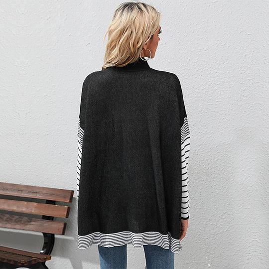Damen modisches Langarmshirt mit Blockstreifen und asymmetrischem Schnitt R&B