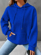 Damen lässiger Hoodie mit strukturierter Oberfläche und praktischer Kängurutasche R&B