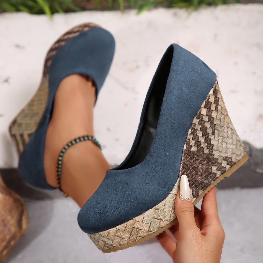 Damen Wedge-Pantoletten mit geflochtenem Absatz und komfortablem Innenfutter R&B