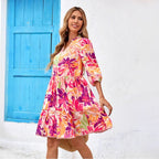 Damen Blusenkleid mit floralen Prints und voluminösen Ärmeln R&B