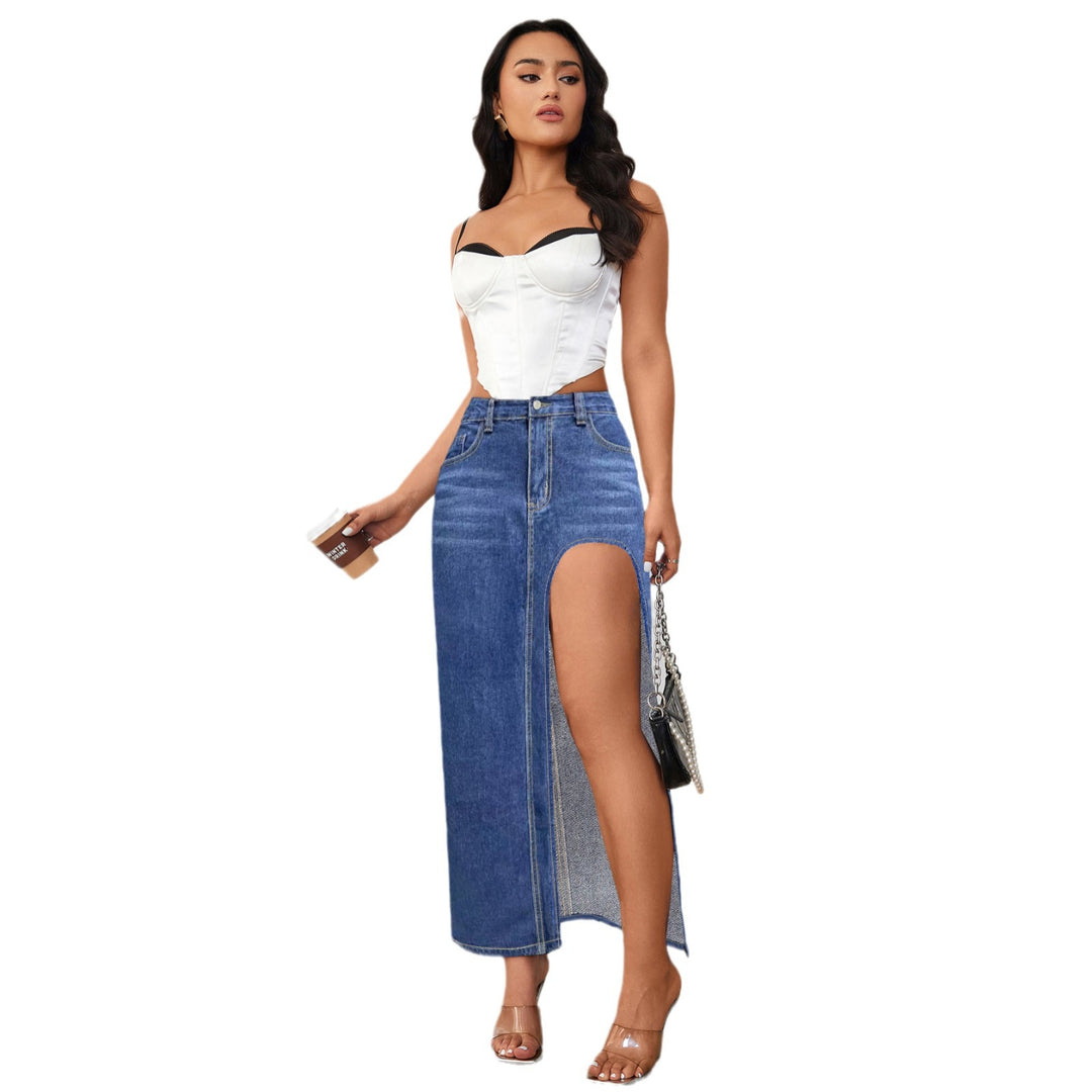 Damen Jeansrock mit hohem Schlitz und lässigem Schnitt R&B