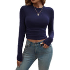 Damen Enges Langarmshirt mit gerafftem Design R&B