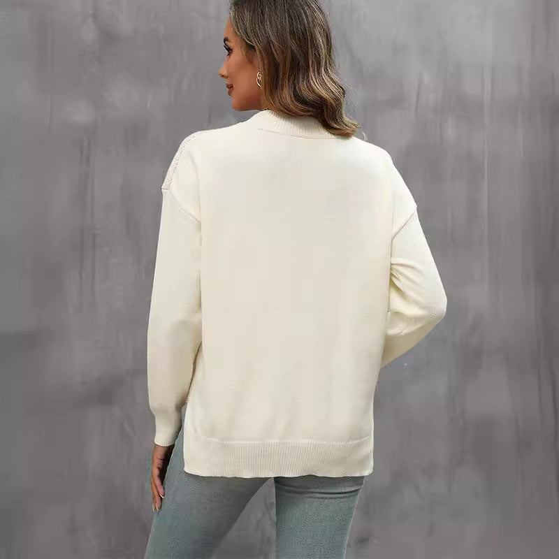 Damen Strickpullover mit glitzerndem Lippen-Motiv R&B