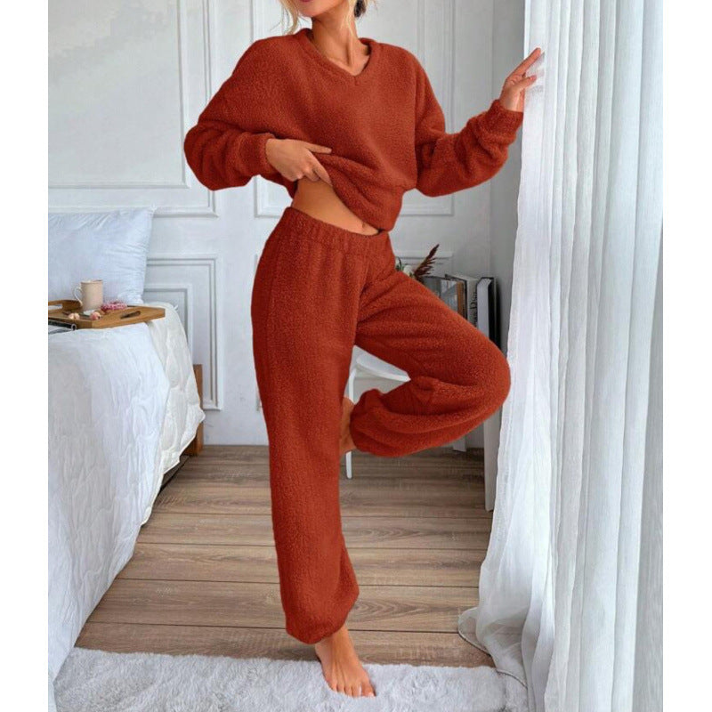 Damen Kuscheliges Fleece-Lounge-Set mit elastischem Bund R&B