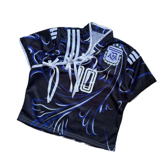 Damen Sportliches cropped Fußballtrikot R&B