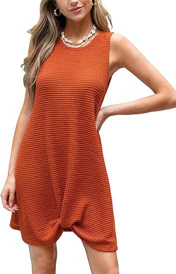 Damen lässiges Sommerkleid aus strukturierter Baumwolle mit verspieltem Knoten R&B