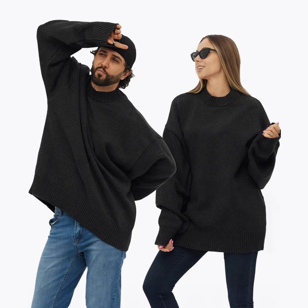 Damen gemütlicher Oversized Pullover mit strukturiertem Rippenmuster und breiten Bündchen R&B