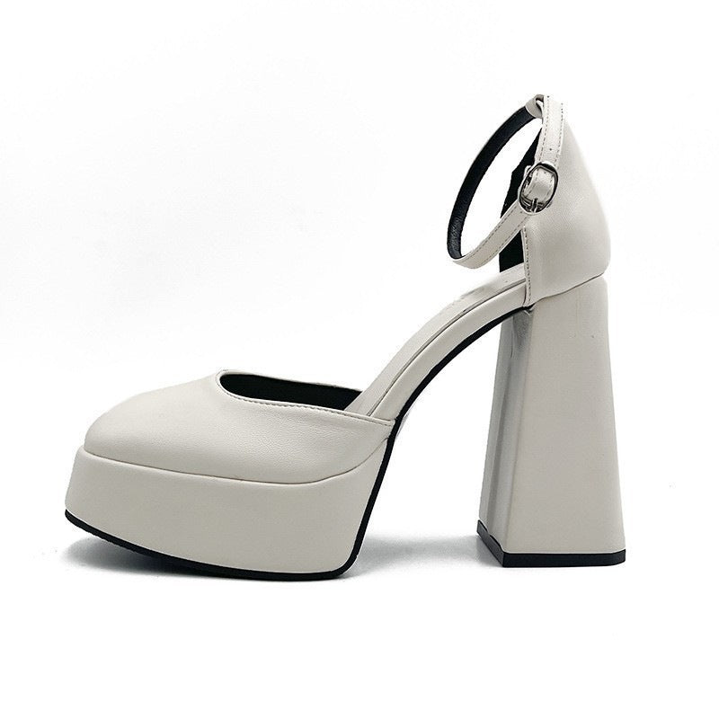 Damen-Plateau-Absatzsandalen mit robustem Blockabsatz und verstellbarem Riemchen R&B