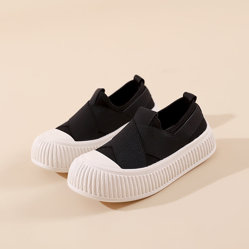 Damen modische Slip-On Sneakers mit elastischem X-Design und rutschfester Sohle R&B