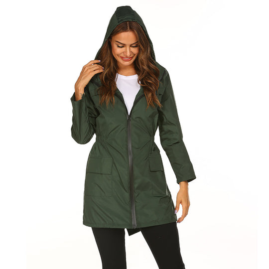 Damen Outdoor-Jacke mit verstellbarer Kapuze und elastischem Bund R&B