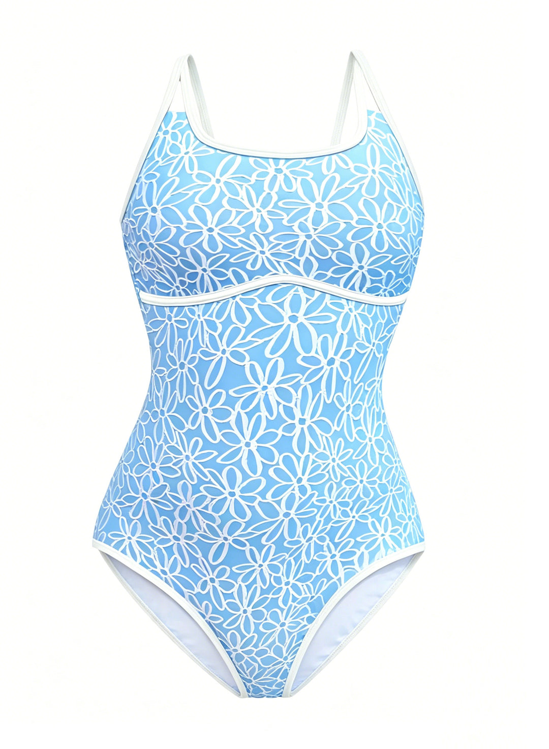 Damen Sportlicher Einteiler Badeanzug mit floralem Muster R&B